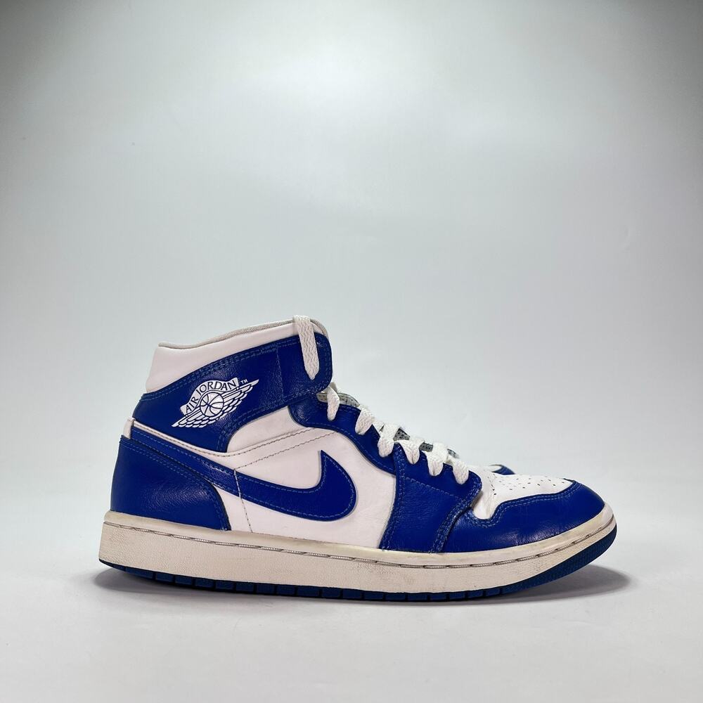 Air Jordan 1 Mid White Hyper Royal Streetwear Shoes BQ6472-104 Women's Size 8.5